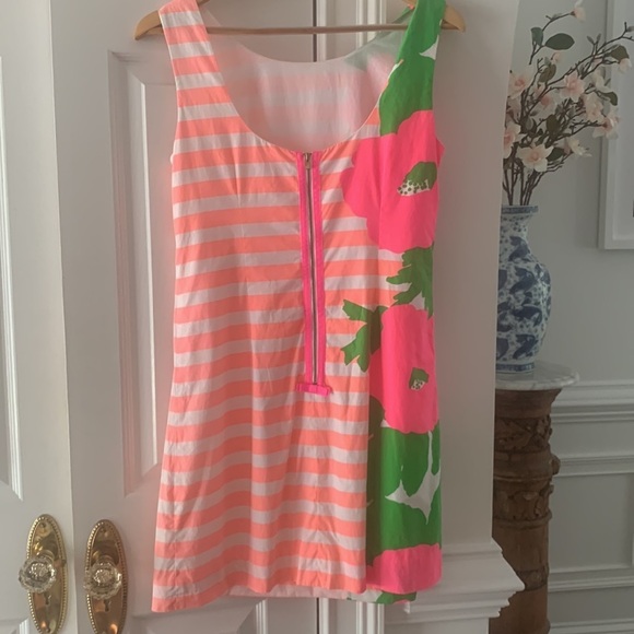 Lilly Pulitzer Mini Shift Dress Sleeveless 4 Tangerine orange and pink - Picture 5 of 9